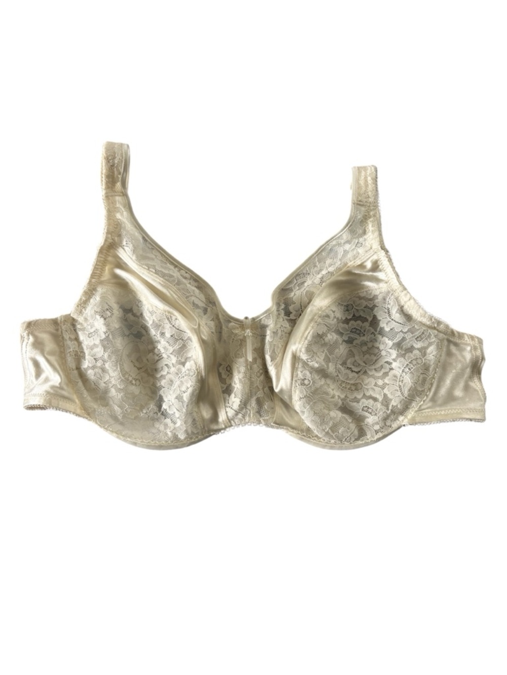 Wacoal Bra 34DD Slimline Mimimizer Sheer Underwire Satin Nude Lace Floral